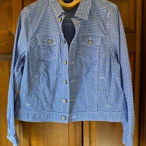 Talbots Blue and White Gingham Jean Jacket